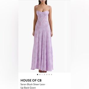 House of CB Purple Pleated A-Line Maxi Dress, size medium long D/Ecup NEVER WORN